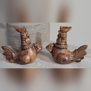 Vintage 70s Chickens Ceramic Salt Pepper Shakers
